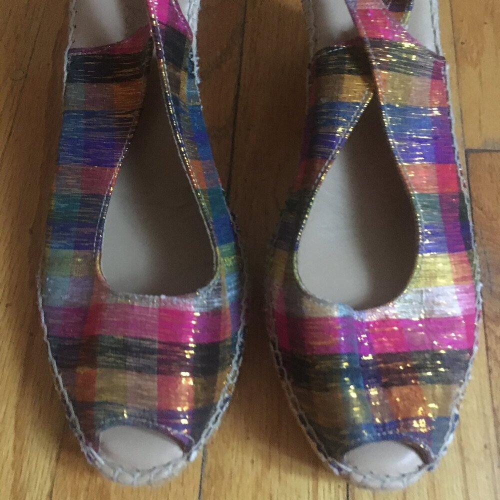 Multi-color wedge espadrille heels with open toe